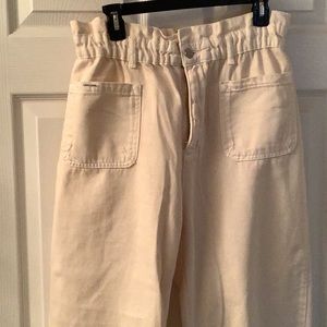 Zara cream paper bag ankle pants size 12
